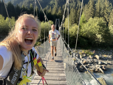 Crossing a Bridge laughing